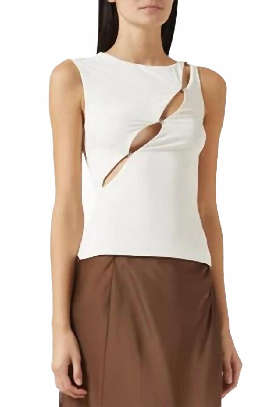 NEW MISHA josie sleeveless cutout top in ivory